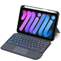 新品 sisyfos iPad mini7/mini6に適用キーボード付きケース 8.3インチ専用 高精度タッチパッド付き 7色バックライト ワイヤレス Bluetooth キーボードカバー Apple pencil収納可能 Type-C接続急速充電 ipad
