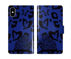 [iPhone13 Pro Max] iPhone16 ケース スカラー スマホケース 手帳型 iPhone16 Pro ケース アイフォン16 15 14 13 12 11 スマホカバー 全機種対応 手帳 ScoLar 向かい合うヒョウ2匹 ヒョウ柄 ブルー