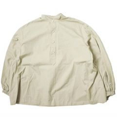 Scye x Drawer サイ ドゥロワー 21SS 別注 日本製 バンドカラープルオーバーシャツ 1221-31423 38 ベージュ SHIRT 長袖 ギャザー タック トップス g11354