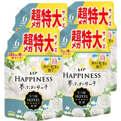 レノアハピネス 夢ふわタッチ 柔軟剤 ホワイトティー 1,900mL×4袋 約6ヶ月分 詰め替え 特大容量 大容量 超特大サイズ メガジャンボサイズ
