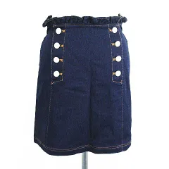 ワンアフター アナザー ナイスクラップ one after another NICE CLAUP スカート ボトムス ミニ丈 セミタイト ウエストフリル デニム調 イージー ストレッチ インディゴ ※EKM