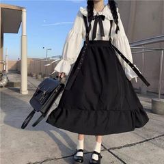 【新品】スウィートガーリー♡フィッシュテールフリルスカート レディース スカート ジャンパースカート ブラック 黒　B0017