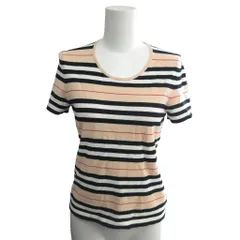 バーバリー ロンドン BURBERRY LONDON ボーダー 半袖 カットソー トップス ベージュ マルチカラー サイズ2 M IBO78