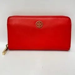 ★M7 TORY BURCH トリーバーチ レザー 長財布 ラウンドファスナー 小銭入れファスナータイプ ロゴあり レッド オレンジ レディース メンズ 財布 ウォレット