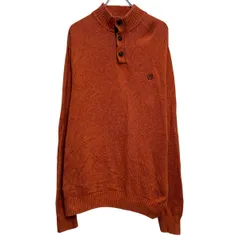 CHAPS コットンニット セーター XL オレンジ チャップス ハーフボタン ビッグサイズ エルボーパッチ 秋冬 古着卸 アメリカ仕入 a701-6611
