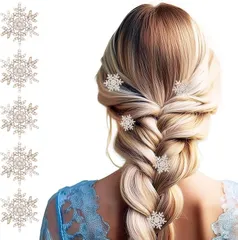 RMY.H クリスマス ヘアピン ヘアクリップ パール 雪の結晶 髪飾り クリスマスアクセサリー パールの装飾付きヘアクリップ 5個セット(白 (shiro) / 無色 (mushok)