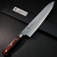 【堺孝行】 包丁 牛刀 240mm 33層ダマスカス V金10号 ステンレス 槌目 送料無料 ギフトラッピング対応 7396
