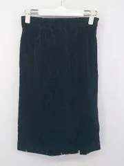 ◇ BEAMS HEART ビームスハート スウェード調 デザインレース 膝下丈 タイト スカート サイズS ネイビー系 レディース E  【1302160013203】