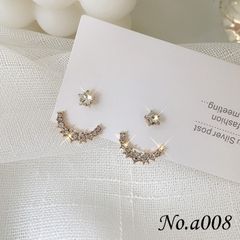 No.a008 S925ピアス 2WAYスター 愛の不時着