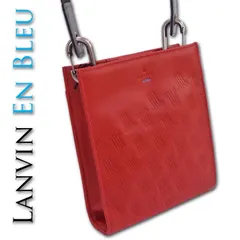 ランバンオンブルー LANVIN en Bleu 牛革 ミニショルダーバッグ ティルト メンズ レッド 赤 定価16,500円 レザー 牛革 サコッシュ 軽量