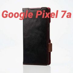 Google Pixel 7a 用 ソフトレザーケース ステッチ ブラック