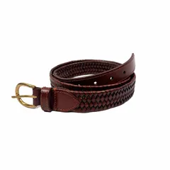 ジェイクルー J.Crew メンズ Men's イタリアンレザー使用 編み込みストレッチベルト Woven Elasticated Italian Leather Belt ダークウォールナットのサムネイル