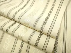 平和屋着物●本場筑前博多織　八寸名古屋帯　一重帯　献上　白橡色　正絹　逸品　CAAY9611hyのサムネイル
