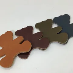 【くま】レザーチャーム（本革／１２枚セット／４色×３）