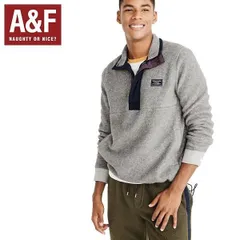 新品未使用 af-0205 アバクロ メンズ　Abercrombie＆Fitch　ハーフジップ ジャケット　ニット　グレー フリースアウター　グレー　アバクロンビーアンドフィッチ　新品未使用長期保管品