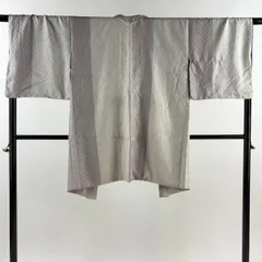 羽織 身丈95.5cm 裄丈69cm L 花菱 縞 薄紫 正絹 名品 【中古】