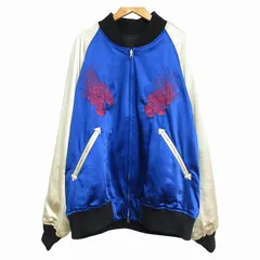 ワイスリー Y-3 美品 JFA SOUVENIR JACKET リバーシブルボンバージャケット スカジャン ダブルジップ 刺繍 サッカー 日本代表 XLサイズ ブルー×ブラック 青 黒 ☆AA★のサムネイル