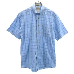 L.L.Bean エルエルビーン チェック柄 半袖 ボタンダウンシャツ S ブルー系 アウトドア メンズ 古着