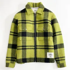 49k13《極美品》STUSSY × WOOLRICH ステューシー ウールリッチ コラボ Plaid Workshirt ウールジャケット ブルゾン USA(S) グリーンのサムネイル