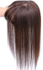 新品 YOYO 部分ウィッグ 100%人毛 手植え リアル 人工皮膚 自然 増毛 頭頂部 女性 ヘアピース レディース 薄毛隠し 軽量 通気 白髪隠し 円形脱毛症 医療用 ネットサイズ8×12cm ぱっつんバング (栗色 20cm)