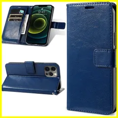 スマホケース カード収納 高級PUレザー マグネット 軽量 スタンド機能付き 薄型 耐衝撃 ワイヤレス充電対応 全面保護 (iPhone14 手帳型 ケース ダークブルー) iPhone