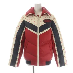 グッチ GUCCI 18AW ダウンジャケット ミドル ジップアップ ハイネック 切替 花柄 赤 レッド 紺 ネイビー アイボリー ■GY19 /SI12のサムネイル