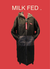 N1042.MILK FED. リバーシブルロングベンチコート黒FREE SIZE / ミルクフェド