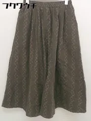 ◇ Samansa Mos2 サマンサ モスモス ウエストゴム 総柄 膝下丈 フレア スカート サイズF ブラウン レディース  【中古】 【1111290008078】