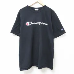 XL/古着 チャンピオン Champion 半袖 ブランド Tシャツ メンズ ビッグロゴ 大きいサイズ コットン クルーネック 黒 ブラック 24may21 中古