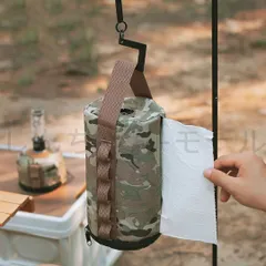 キッチンペーパーホルダー アウトドアキッチンペーパーホルダー 2WAY 吊るせる 壁掛け 収納 携帯 迷彩 インテリア キャンプ 取っ手