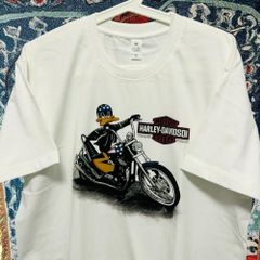 ハーレーダビッドソン ティーシャツ 半袖 メンズ ヴィンテージリプリント 白 Harley-Davidson ワーナー 半袖 Tシャツ お洒落 リプリント レトロ 個性的 奇抜  攻め 前衛的 ビンテージリプリント vintage riprint 古着