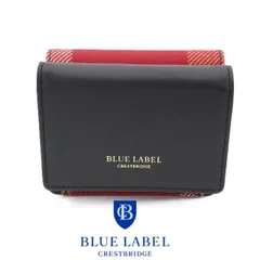 新品 ブルーレーベルクレストブリッジ 二つ折り財布 コンパクト財布 クレストブリッジチェックキャンバス二つ折り財布