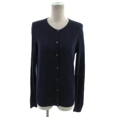 バナナリパブリック BANANA REPUBLIC カーディガン ニット 丸首 長袖 コットン混 ネイビー 紺 M