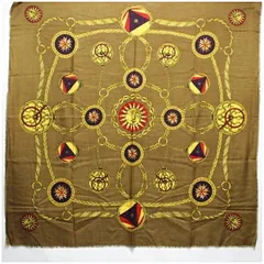 イタリア製 ウール シルク 大判ストール カーキ 中古 ABランク レディース