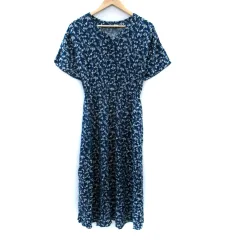 グローバルワーク GLOBAL WORK ワンピース マキシ丈 ロング丈 半袖 Vネック 花柄 M マルチカラー 紺 ネイビー 茶 ブラウン /SM22