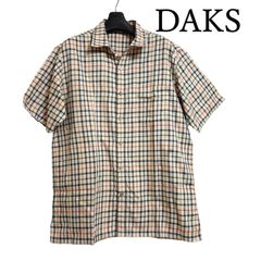 DAKS　GOLF　ダックス　メンズ　ゴルフシャツ　半袖　チェック　ベージュ　M