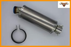 汎用サイレンサー 90Φ×350mm 差込径 60.5Φ用 バイクマフラー チタンソリッド スリップオンマフラー ブルーカラー バンド付き バリエンテ Valiente