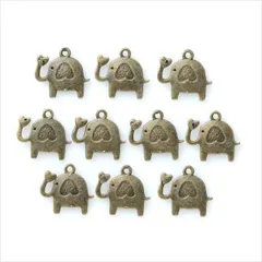 T-238X アンティーク チャーム【ぞう】10個セット カン付き 象 ゾウ エレファント 動物 ストラップ ピアス イヤリング ハンドメイド アクセサリー パーツ