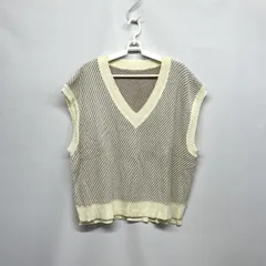 レディース ベスト アイボリー ブラウン Vネック 3L 大きいサイズ 学生風☆CTR-260☆