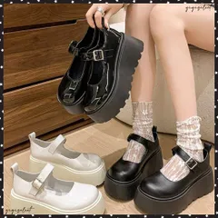 厚底ローファー レディース韓国風 美脚靴 ラウンドトゥPUレザー靴 歩きやすいメイド靴 軽量メリージェーンシューズ お嬢様パンプス黒 厚底5cm プラットフォーム エナメルコスプレ靴 身長盛れ靴痛くない ドレスシューズ脚長