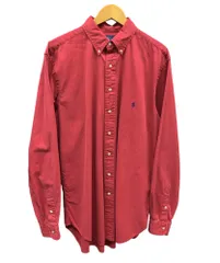 RALPH LAUREN (ラルフローレン) CLASSIC FIT クラシックフィット 長袖 コットン シャツ ボタンダウン ポニー 刺繍 LT レッド×ネイビー メンズ/025