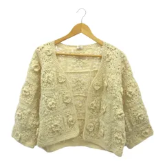 CHILD　WOMAN　DOT　AND　STRIPES　DOT&STRIPES　チャイルドウーマン　ドットアンドストライプス　22/AW　11-01-KN-002-22-2　ネパールかぎ針スクエアモチーフV カーディガン　Fサイズ　ホワイトのサムネイル