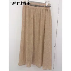 ◇ ◎ ●美品● MAJESTIC LEGON ドット柄 ウエストゴム 膝下丈 フレア スカート サイズM ベージュ ホワイト レディース  【中古】 【1203010001657】