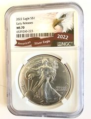 ★NGC最高鑑定★2022 アメリカ イーグル銀貨　アーリーリリース　MS70