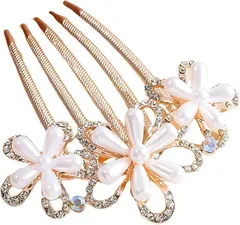 ドナリー 簪 櫛かんざし 髪飾り ヘアピン ヘッドドレス 髪留め ゴールド ウェディング パール ビジュー フォーマル 結婚式 披露宴 花嫁 着物 成人式 入学式 子供 発表会 普段使い レディース(フローラルパール)