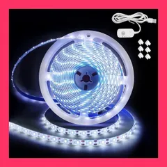★スタッフおすすめ！売れ筋★Ｌａｓｏｌｌ LED テープ ライト ストリップライト 昼光色 ５ｍ 6000k 高輝度 人感 防水防塵 無段階調光 両面テープ 取付簡単 USB給電式 コードクリップ付き 雰囲気作り 屋内外装飾 祝日用 日本語