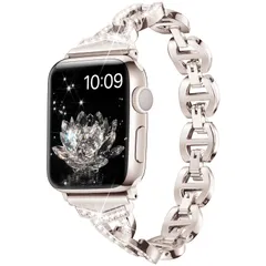 [Daturus] 互換性があります Apple Watch バンド ダイヤモンドラインストーン ステンレス アップルウォッチ ベルト Apple Watch 9/8/7/6/5/4/3/2/1、SEに対応 アップルウォッチバンド（スターライト、3
