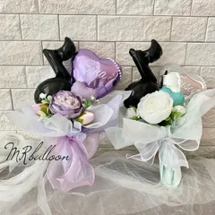 発表会ギフトにも❤︎ふわふわラッピング❤︎お色指定&文字入れ無料❤︎音符付きミニバルーンブーケ