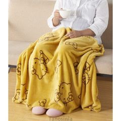 ハローキティ ひざ掛け サイズ大 イエロー　柔らかく滑らかな肌触りのひざかけ