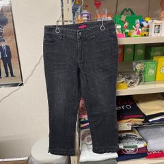 良品 TO BE CHIC トゥービーシック デニム パンツ ジーンズ ブラック グレー  サイズ38 アンクル? グリッター